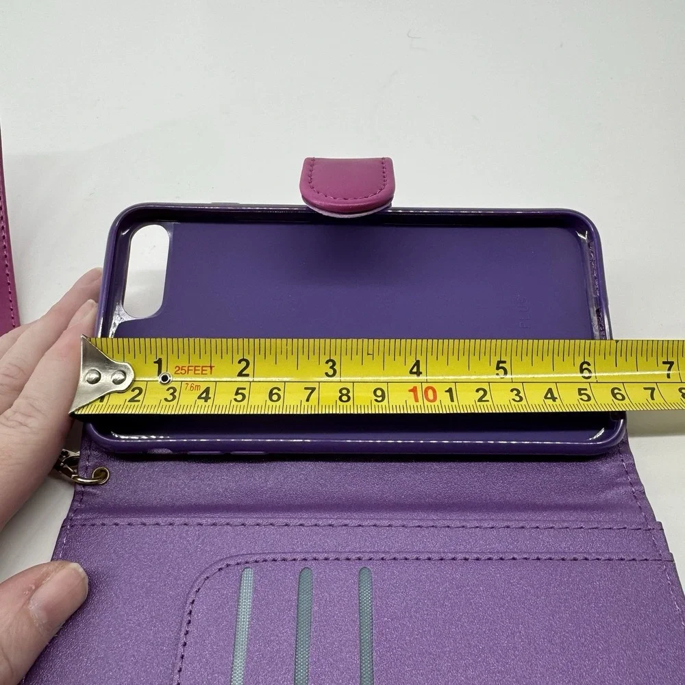 Floral Wallet Case iPhone 7/8 Plus Purple Rose  Wristlet Folio Card Holder